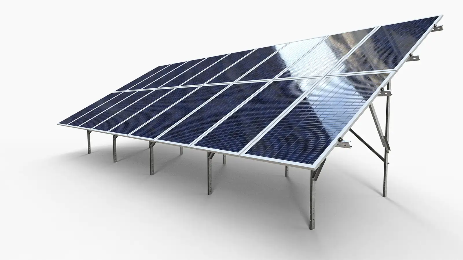 استراکچر خورشیدی دو ردیفه عمودی مدل V2-ET – مقاوم، پایدار و بهینه برای پنلهای دوطرفه